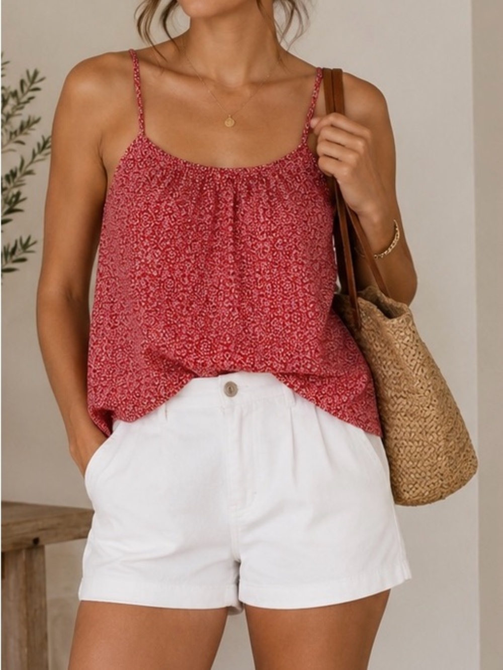 Faded Glory Red Bandana Patterned Top